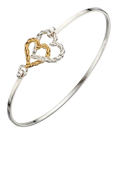 Yellow Gold Plate Rope Heart Bangle