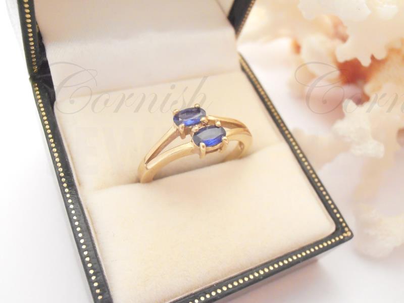 9 Carat Gold Two Stone Blue Nepalese Kyanite Ring 2.83g