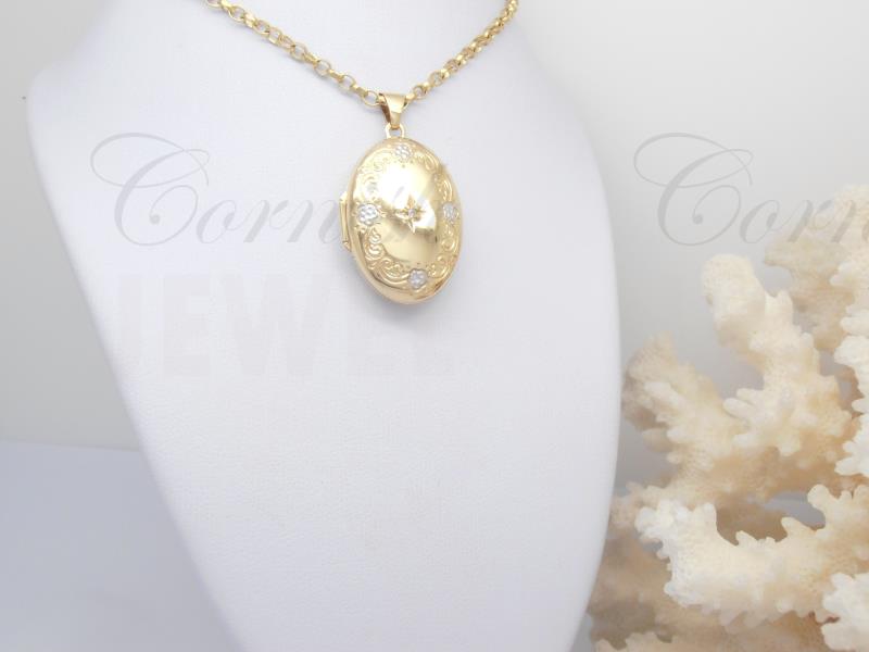 9ct Gold Diamond Locket & Belcher Chain | Cornish Jewel