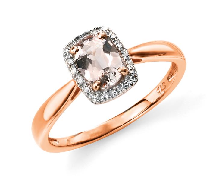 9ct Rose Gold Diamond And Morganite Ring