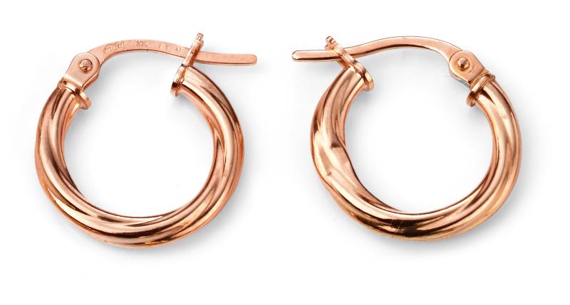 9ct Rose Gold Twist Effect Hoop Earrings