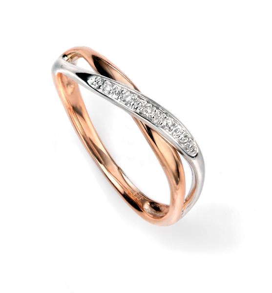 9ct White And Rose Gold Diamond Twist Ring