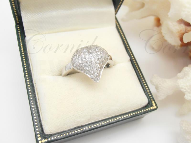 9ct White Gold Ring Pave Cubic Zirconias