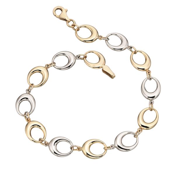 Yellow And White Gold Cut Out Oval Link Bracelet