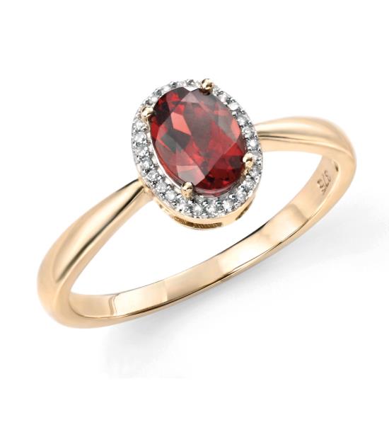 9ct Yellow Gold And Diamond Garnet Cluster Ring