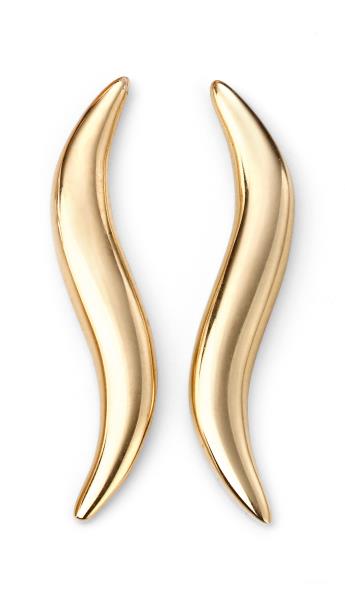 9ct Yellow Gold Curved Climber Earrings