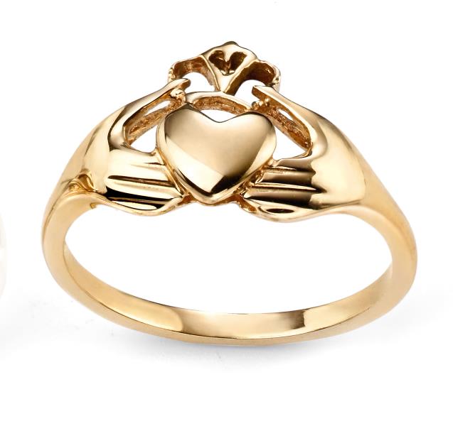 9ct Yellow Gold Plain Claddagh Ring