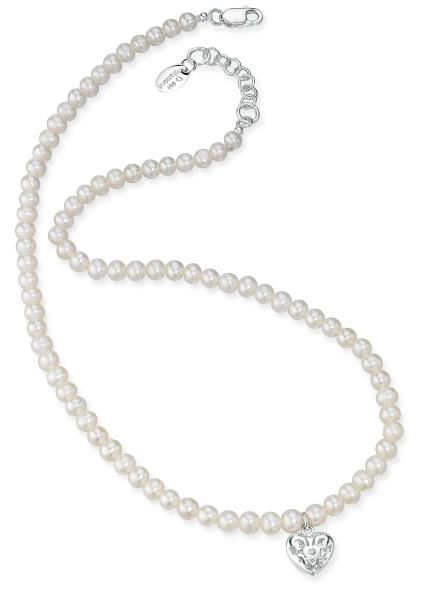 D For Diamond Freshwater Pearl Necklace With Filigree Heart Locket