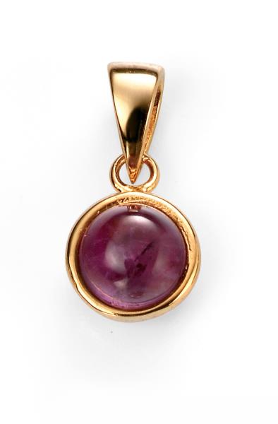 Gold Plated Round Amethyst Pendant