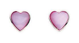 Pink Mother Of Pearl Heart Stud