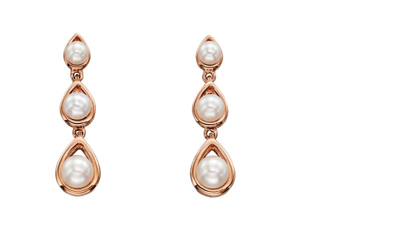 Rose Gold 3 Pearl Drop Earrings
