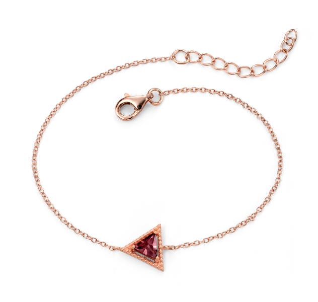 Rose Gold Plated Purple CZ Triangle Bracelet