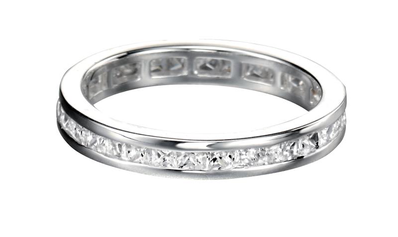 Clear CZ 2.5Mm Square Channel Ring