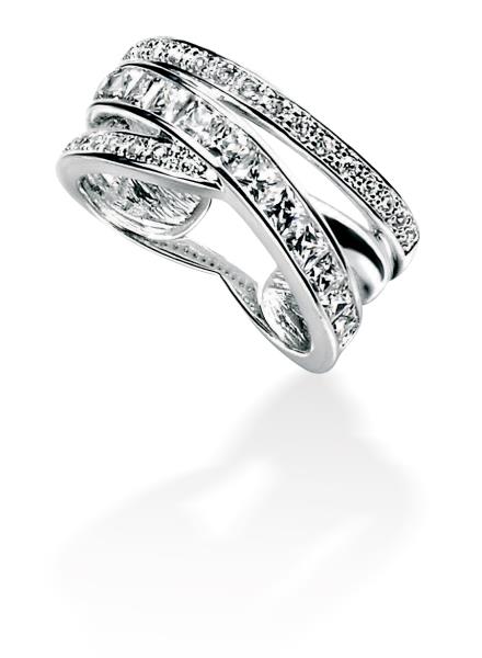 Clear CZ Pave Crossover Ring