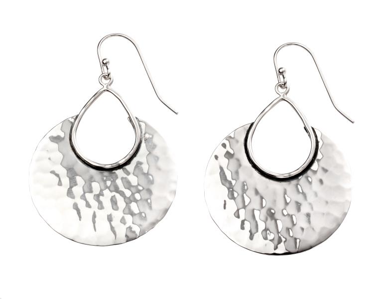 Hammered Finish Crescent Drop Earrings