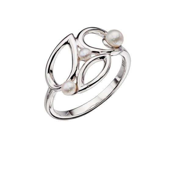 Silver Pearl Contrast Shape Ring