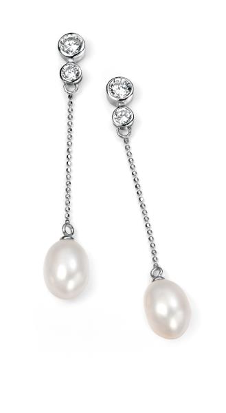 Pearl Drop Earrings With CZ