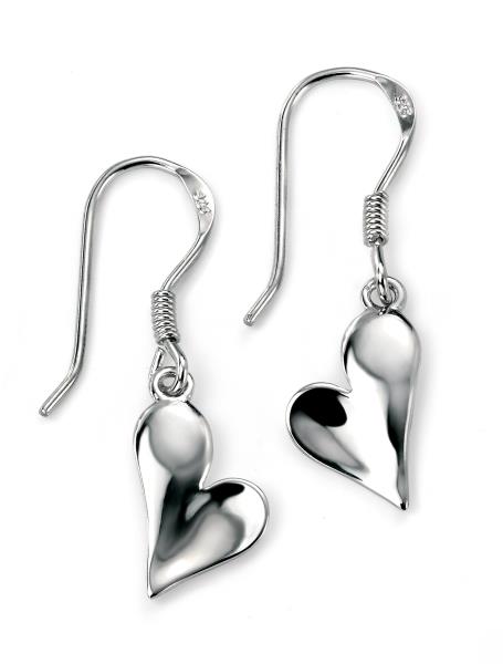 Silver Polished Heart Earrings