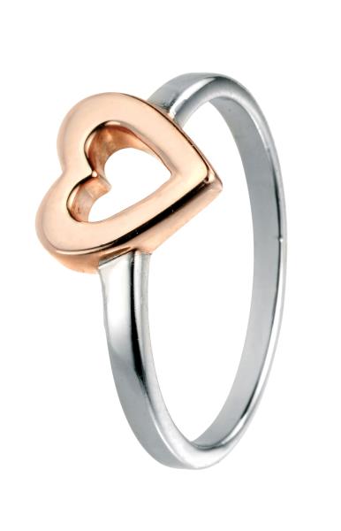 Ring With Rose Gold Open Heart