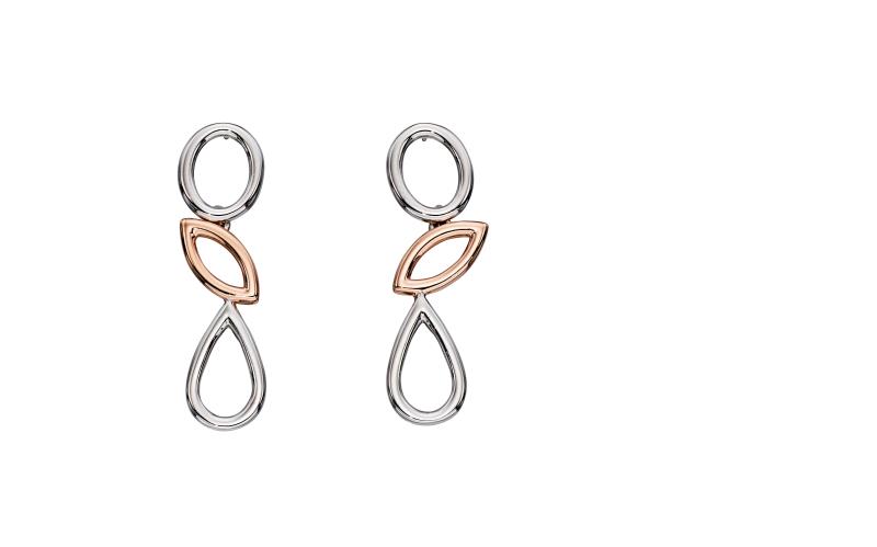 Silver Rose Gold Plated Contrast Shape Earrings