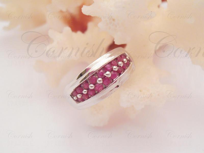 Silver Ruby Eternity Band Ring Size O 1/2 4.84g