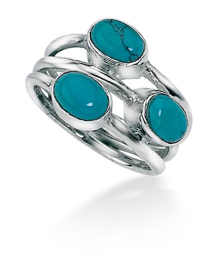 Turquoise 3 Band Ring