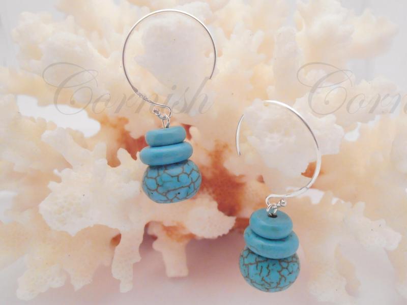 Silver Turquoise Stack Earrings 925