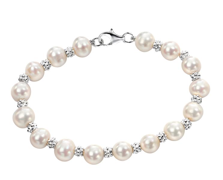 White Freshwater Pearl Textured 19Cm Bracelet
