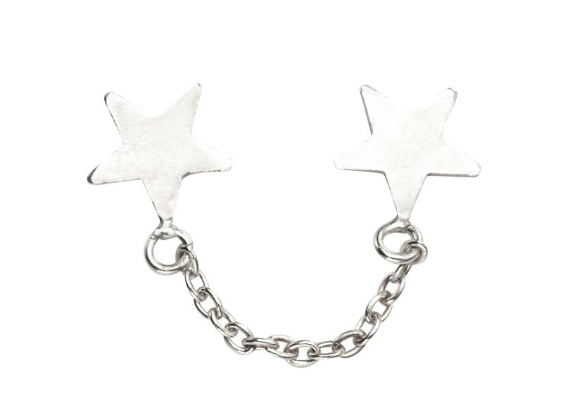 Star Double Hole Chain Earrings