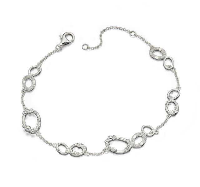 Silver Oval Granulation Bracelet