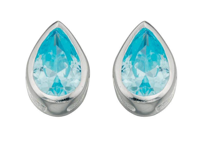 Swarovski Teardrop Stud Earrings - Aquamarine