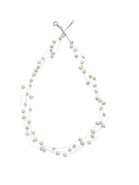 Whtie Freshwater Pearl Multi Strand Necklace