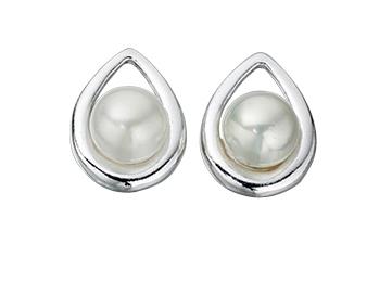 White Imitation Pearl Teardrop Earrings