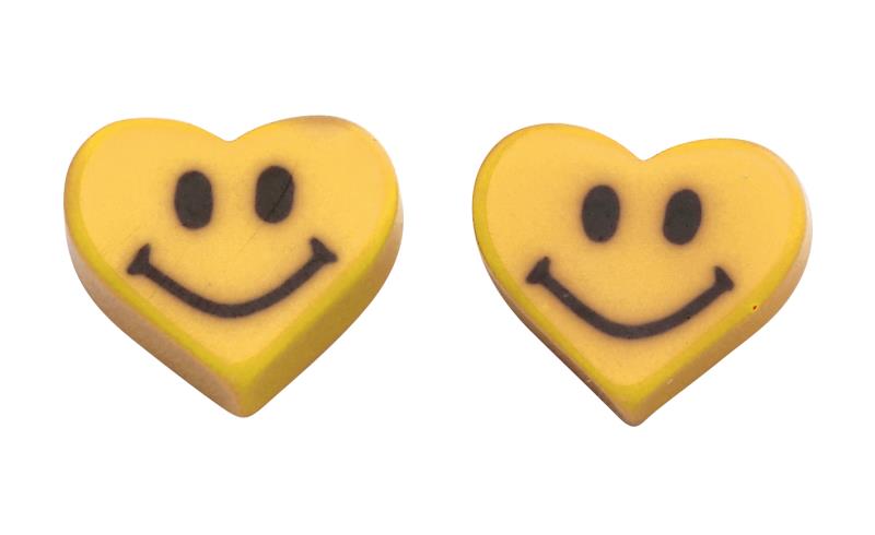 Yellow Heart Smiley Face Studs