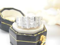18ct White Gold Princess Diamond Baguette Ring