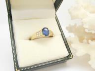 9ct Gold Blue & White Sapphire Ring Size O