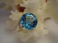 9ct Gold Blue Topaz & Diamond Ring 6.997cts