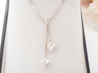 9ct White Gold Hearts Pendant Chain Necklace 16 3/4" 