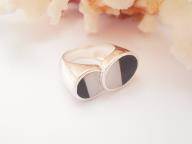 Black Onyx Silver Ring Mother Of Pearl Size M 1/2