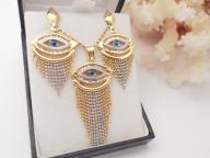 Egyptian 18ct Gold Evil Eye Necklace And Earrings 750