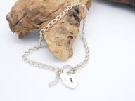 Maid / Child 925 Silver Heart Padlock Charm Bracelet