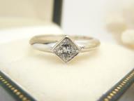 Platinum Princess Diamond Ring Bezel Set