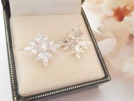Silver Cubic Zirconia Stud Earrings Snowflake Wedding