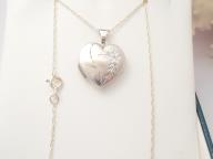Silver Engraved Heart Locket & Chain 925 Sterling
