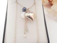 Silver Puffed Heart Pendant Necklace Pearl 16" Chain