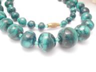 Vintage Green Malachite Necklace Graduating 20" Beads